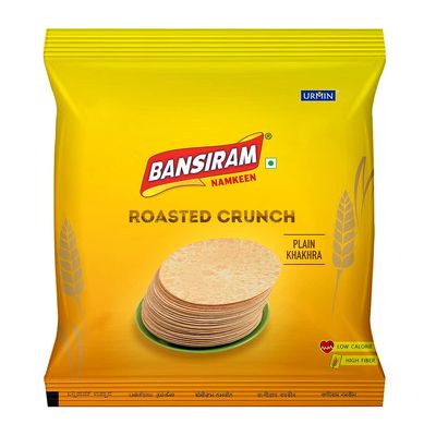 Bansiram Namkeen| Roasted Crunch Plain Khakhra| Ready to Eat Gujarati Snack| Tea Snacks| Flavourful| Crispy| Easy to Carry| Set of 2 - Each 180 g