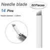 Bevel/14 Pin : Pinkiou 50 Pcs Microblading Needles Permanent Makeup Manual Tattoo Eyebrow Blade Bevel For Eyebrow Tattoo Pens (14 Pin) view 4