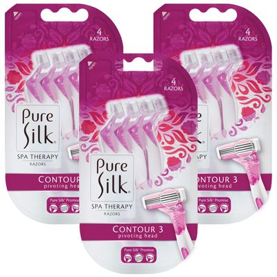 Pure Silk Premium Disposable Three Razor, 4 Count