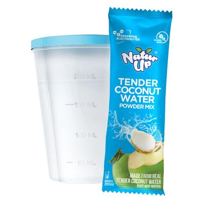 NaturUp Tender Coconut Water Powder Mix, 20 Sachets (240g) | Instant Nariyal Pani with No Added Sugar, Flavours or Preservatives | Electrolytes for Hydration & Energy | For Glowing Skin & Refreshment