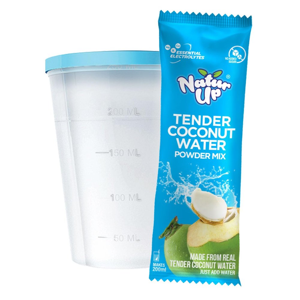 NaturUp Tender Coconut Water Powder Mix, 20 Sachets (240g) | Instant Nariyal Pani with No Added Sugar, Flavours or Preservatives | Electrolytes for Hydration & Energy | For Glowing Skin & Refreshment