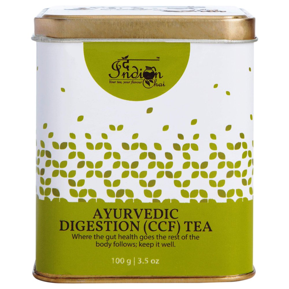 The Indian Chai  Ayurvedic Digestion CCF Tea 100g | Herbal Tisane with Cumin, Coriander, Fennel & Peppermint | Caffeine-Free Wellness Infusion