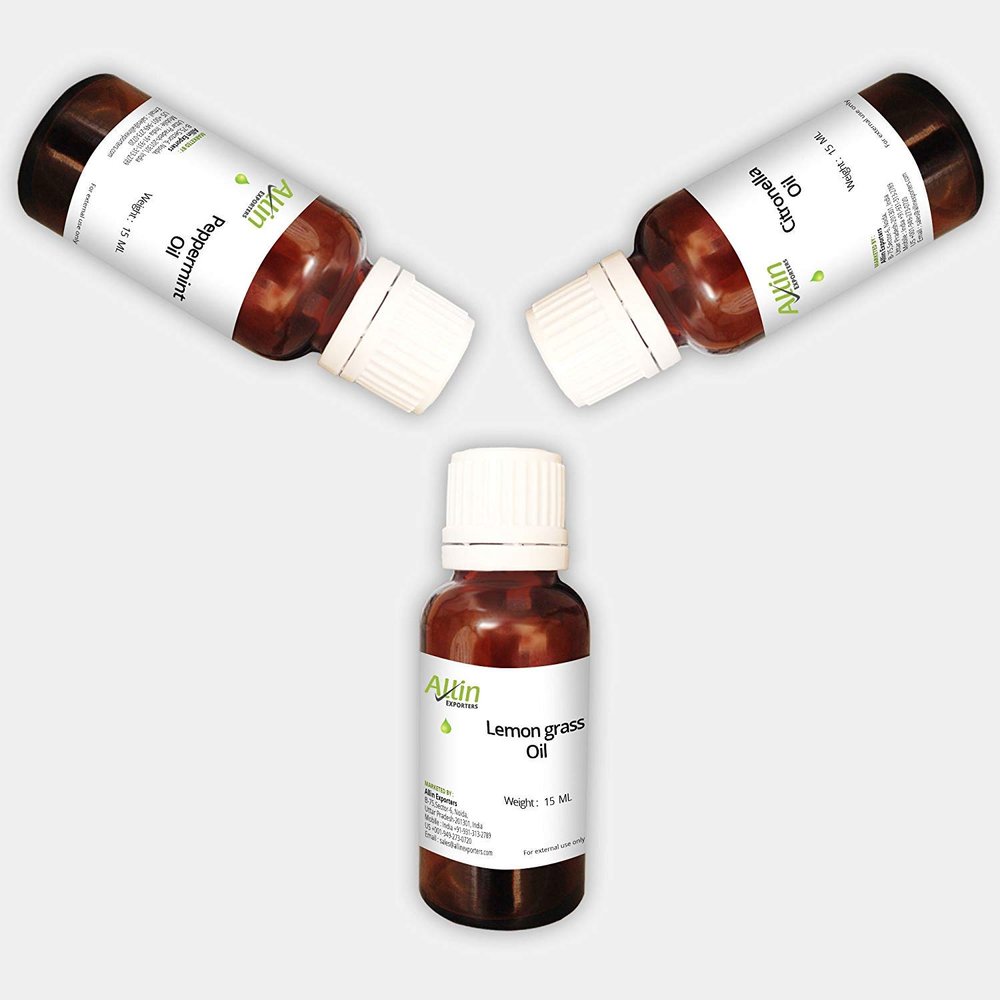 Allin Exporters Lemon Grass Oil, 15ml with Peppermint Oil, 15ml and Citronella, 15ml