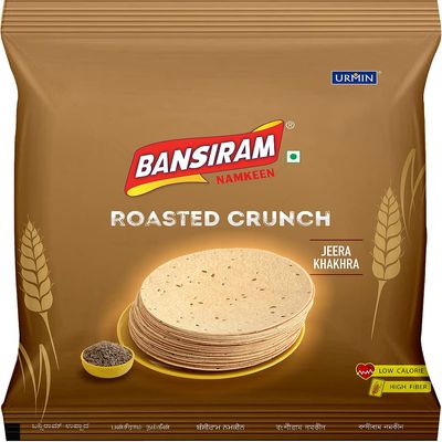 Bansiram Namkeen Roasted Jeera Khakhra | Traditional Gujarati Snack | Ready to Eat, Crispy & Flavourful | Tea Time Snack | Set of 2  180g Each (Total 360g)