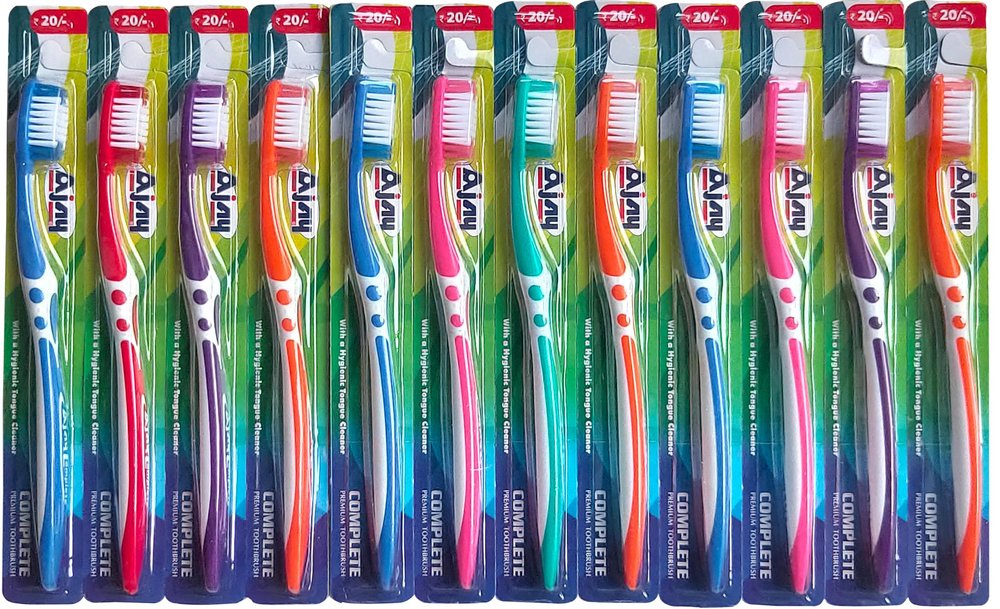 Ajay Plastic Complete Manual Toothbrush (Medium) - Set of 12