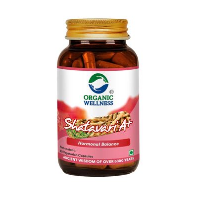 Organic Wellness Shatavari Capsule|| Supports Women's Health & Reproductive Health II Supplement for Hormonal Balance || Helps Relieve Fluid Retention Organic Wellness Shatavari A+ (90 Capsules Pack-1)