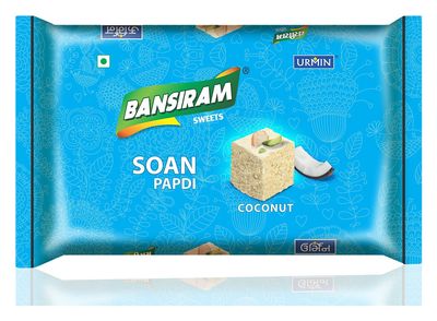 Bansiram Soan Papdi | Coconut Flavoured Indian Sweet | Crispy & Flaky Mithai | Ready to Eat Dessert | Ideal for Diwali & Festive Gifting | 250g Pack