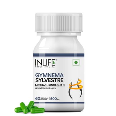 INLIFE Gymnema Sylvestre Capsules 500mg | Ayurvedic Herbal Supplement for Blood Sugar Wellbeing - 60 Vegetarian Capsules (Pack of 2, 120)