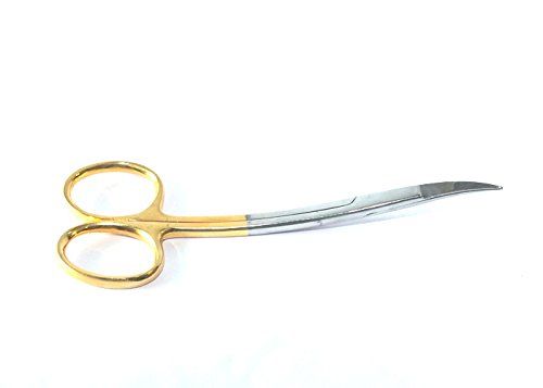 ADDLER DENTAL GOLDEN LAGRANGE SCISSOR DOUBLE CURVED 5 INCH. LIFE TIME ANTI RUSTING WARRANTY.