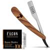 Facn Razors Professional Wooden Straight Edge Barber Razor with 5 DE Blades and Leather Case view 1