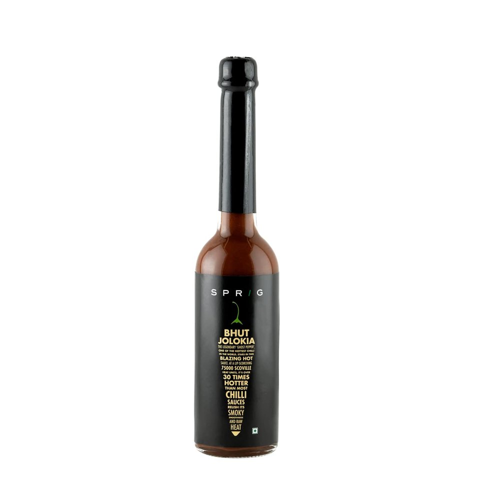 S P R I G Bhut Jolokia Sauce - Made with World's Hottest Ghost Peppers (75, 000 SHU, Vegan, 120 gms)