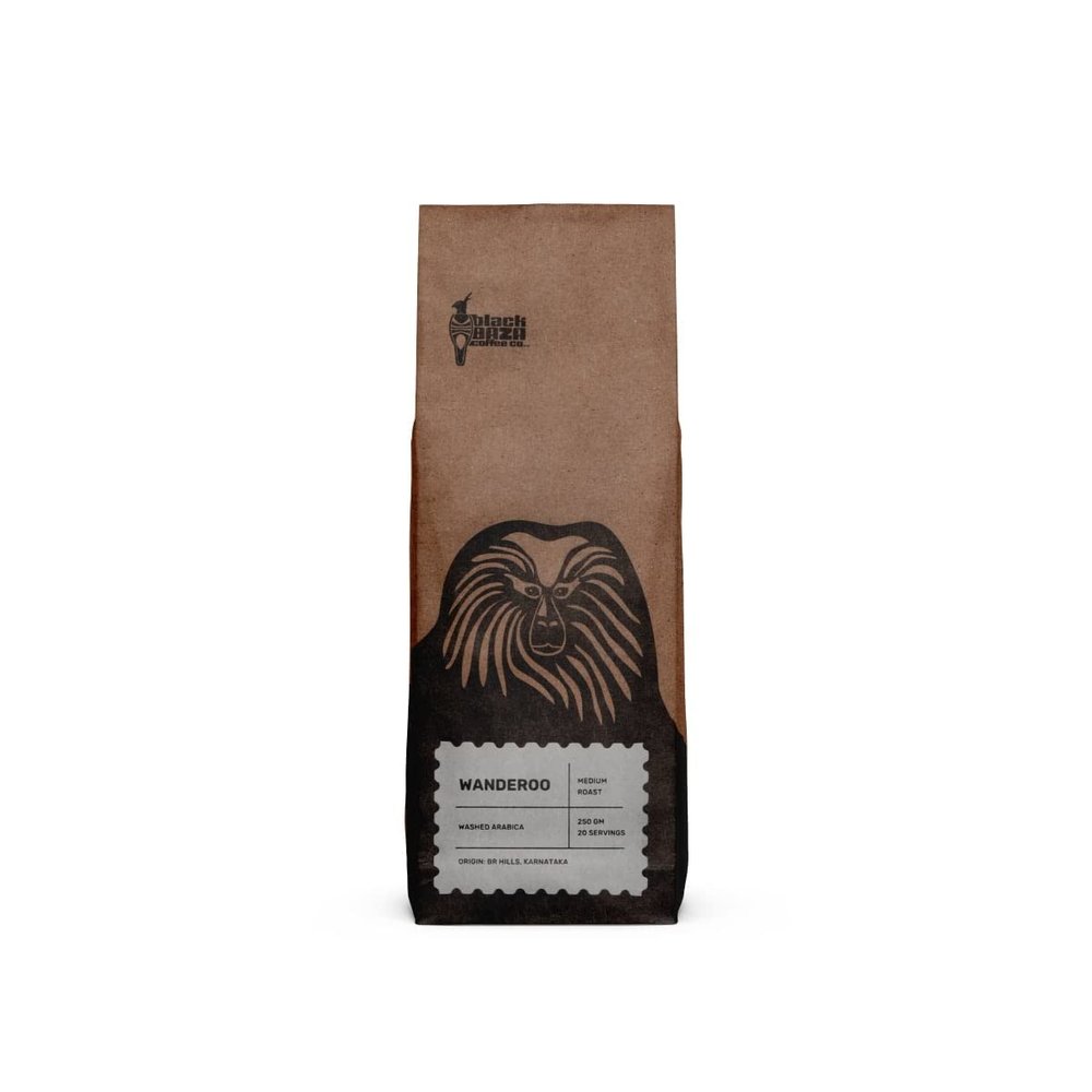 Black Baza Coffee, Wanderoo, Medium Roast, Freshly Roasted, Organic, 100% Arabica (Fine Grind, 500 grams)