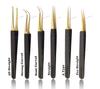 Alluring Black with Gold Tip Tweezers for Eyelash Extension - Pro Straight view 1