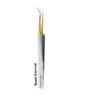 Alluring Chrome with Gold Tip Tweezers for Eyelash Extension - Semi view 1