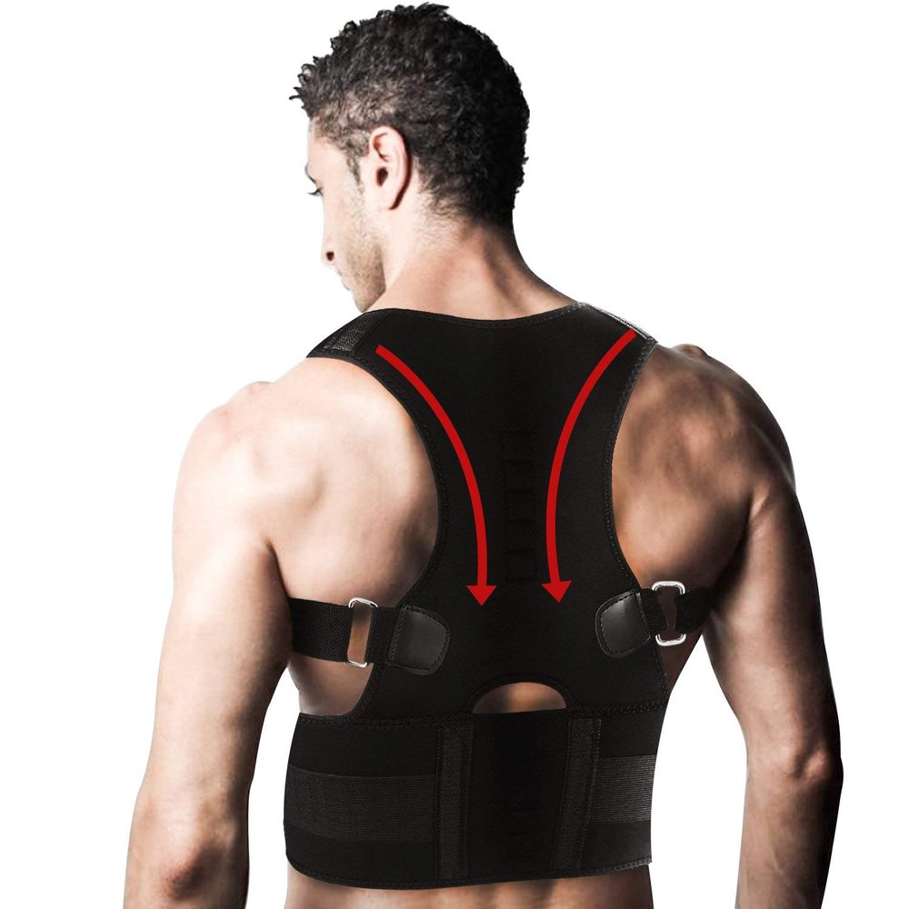 10PCS Magnets Back Support Belt for Posture Correction and Back Pain Support - UNISEX by Aofit (L, Black)