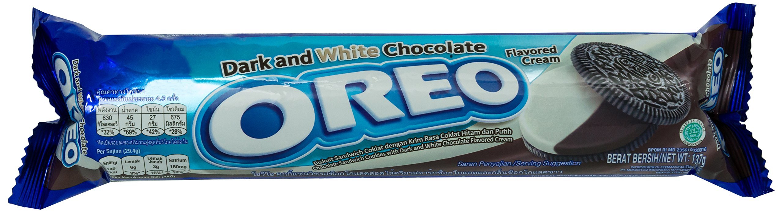 Oreo Dark & White Chocolate Flavoured Sandwich Cookies, 137g [Pack of 2, Imported]