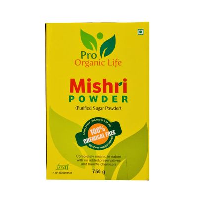 PRO ORGANIC LIFE SUGAR (MISHRI POWDER 750 Pro Organic Life Mishri Powder 500g- Rock Candy Powder | Desi Khand Khandsari | Dhaga Mishri Powder