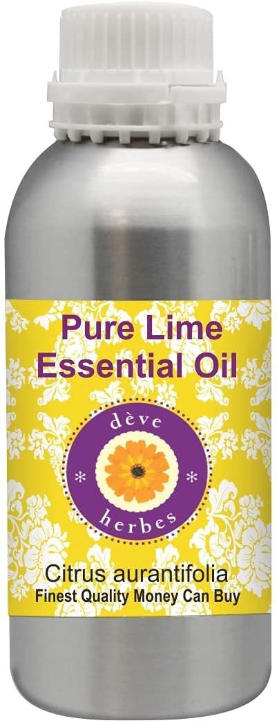 Deve Herbes Lime Essential Oil (Citrus aurantifolia) Pure | Non-Sticky | Non-greasy | Lightweight | Men & Women | All Skin Types | Steam Distilled 300ml