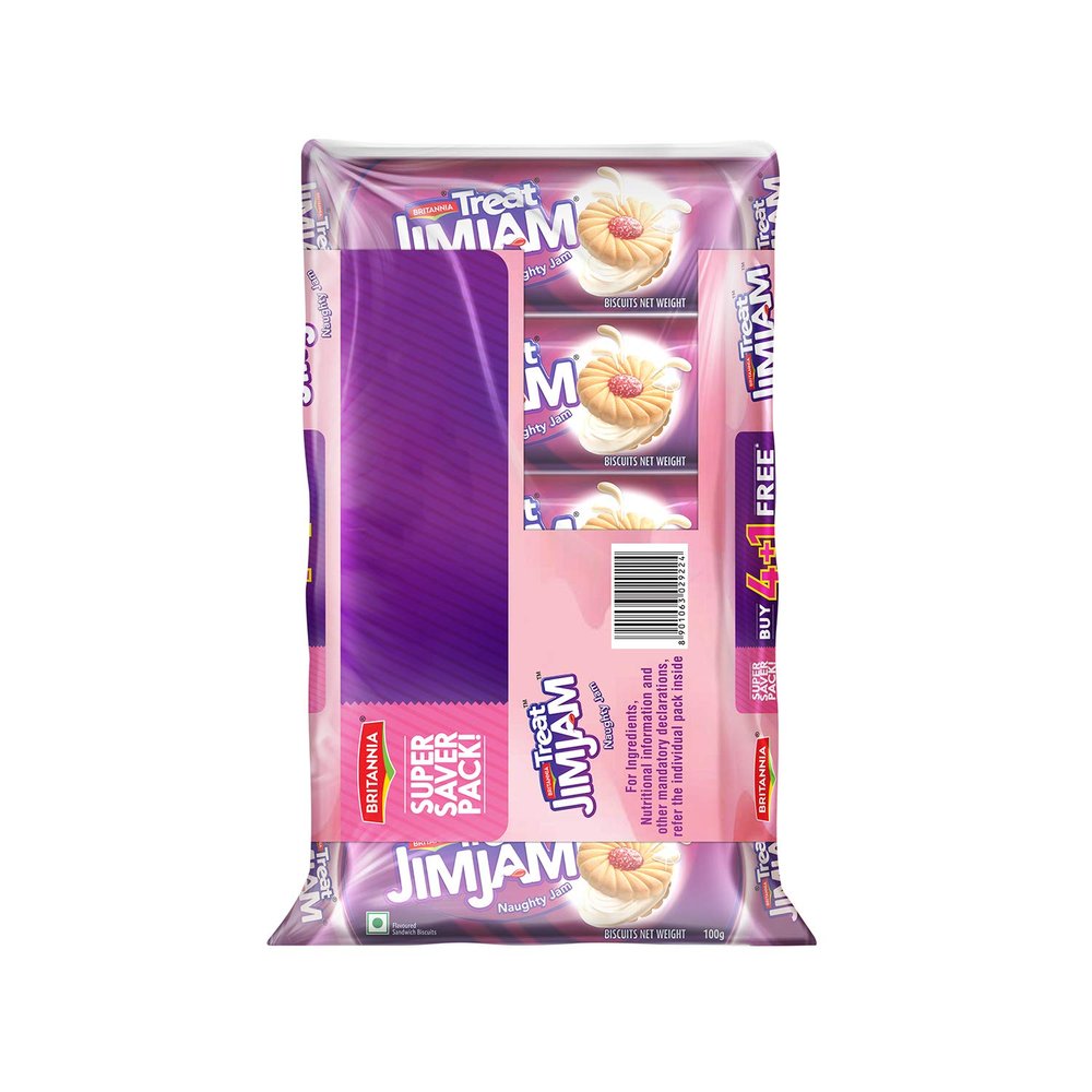 Britannia Biscuits - Jim Jam, (4+1)x100g Combo Pack