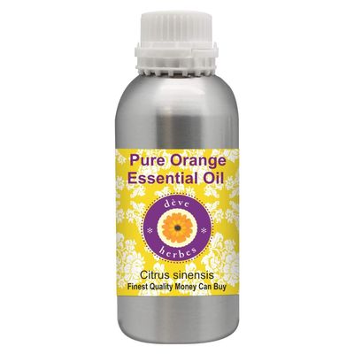 Deve Herbes Orange Essential Oil (Citrus sinensis) Pure | Non-Sticky | Non-greasy | Lightweight | Men & Women | All Skin Types | Steam Distilled 300ml