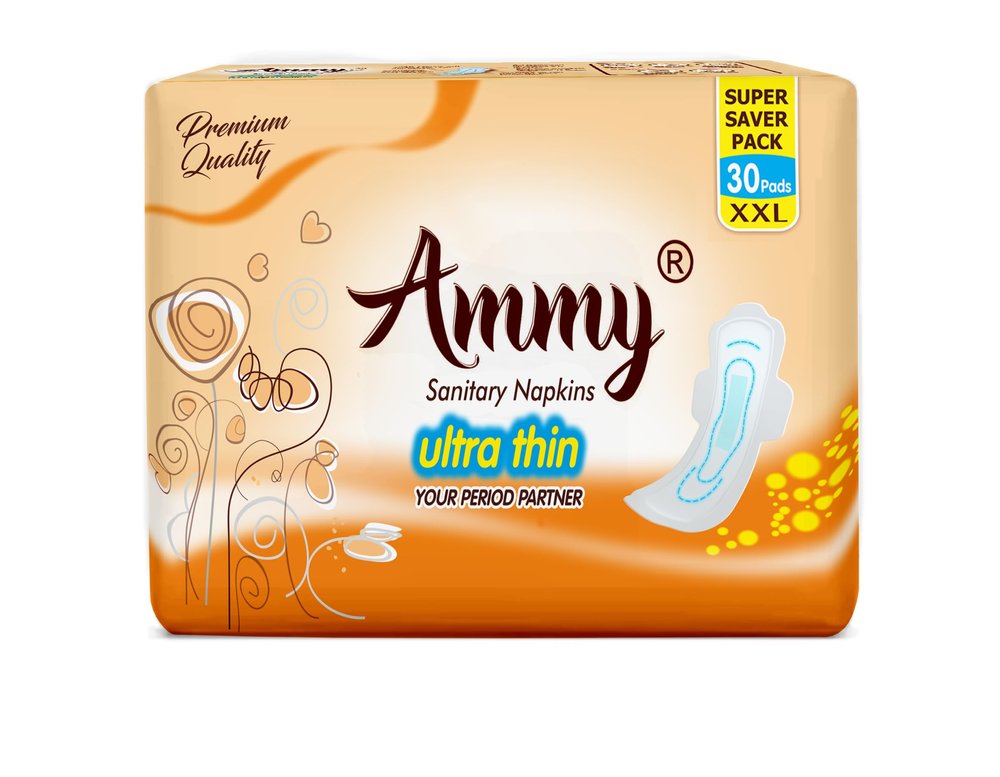 AMMY Advanced Dry Ultra All Night Cottony Soft Ultra Thin Womens/Girls Sanitary Pads with Wings (Napkins) - XXL Wings (30 Pieces)