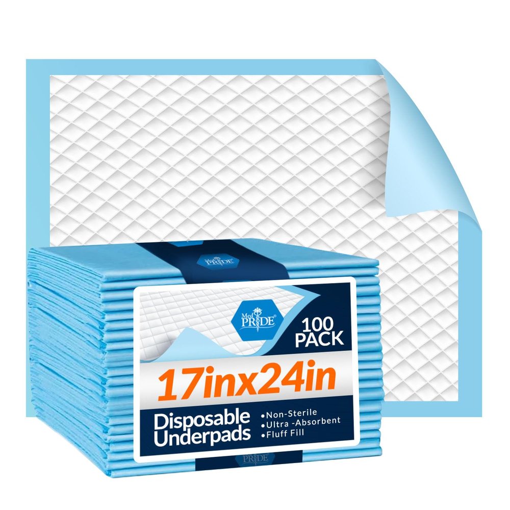 Medpride Disposable underpads 17 X 24, 22 Gram, 100 Count