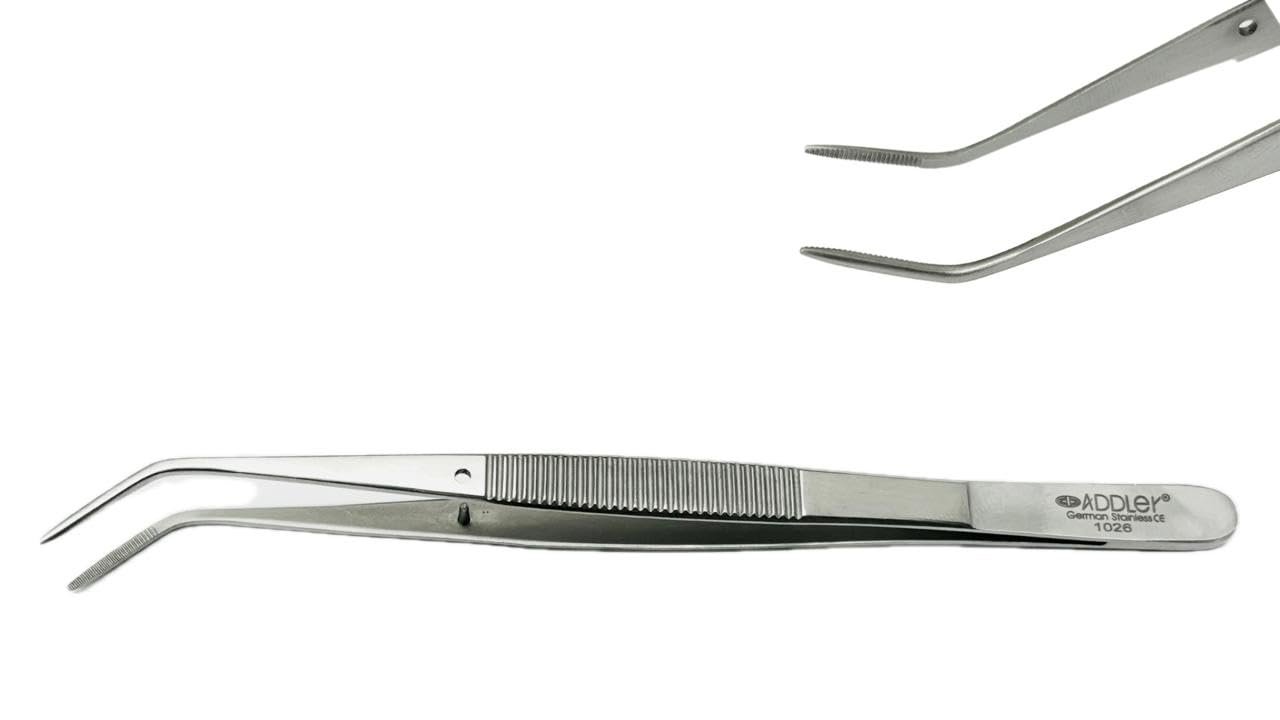 ADDLER DENTAL TWEEZERS, LINE SERRATED/FINE/STAINLESS STEEL 150MM. LIFE TIME ANTI RUSTING WARRANTY.