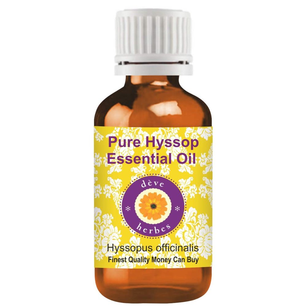 Deve Herbes Hyssop Essential Oil (Hyssopus officinalis) Pure | Non-Sticky | Non-greasy | Lightweight | Men & Women | All Skin Types | Steam Distilled 10ml
