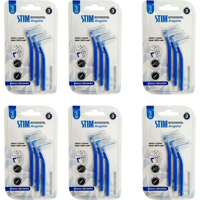 STIM Interdental Angular 3'S - Iso - 3 | Manual Mode For Easy Cleaning Between Teeth | Wide Gaps | Pack Of 6, Blue, Adult
