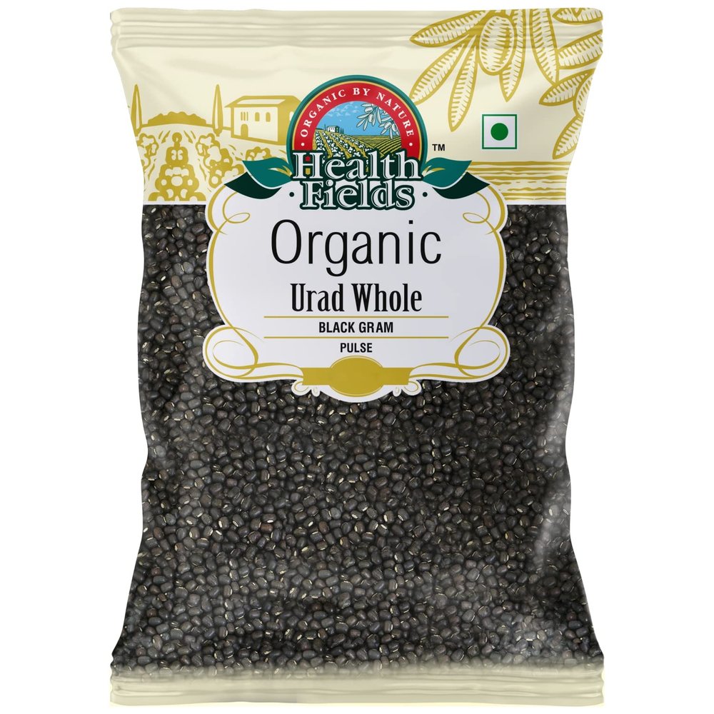 Health Fields Organic Urad Daal/Black Gram - Whole - 1 KG