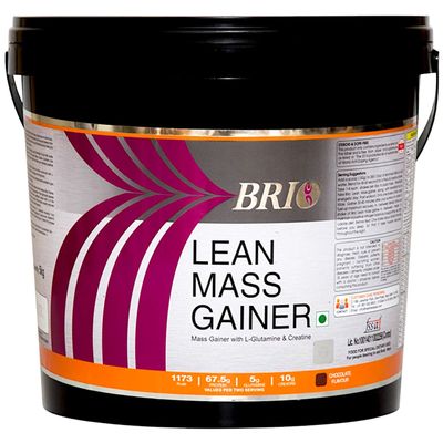 Brio Lean Mass Gainer - 1173 Kcals And 67.5 g Protein - Mass Gainer For Men And Women- 5 Kg (Chocolate Flavour)