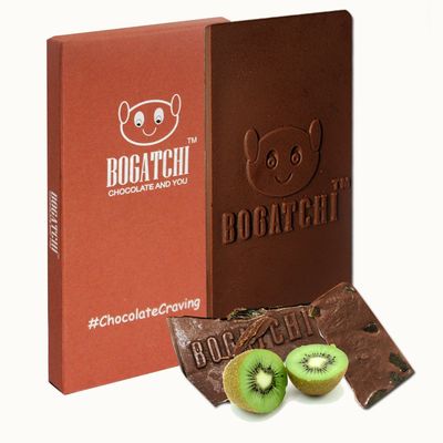 BOGATCHI Kiwi BAR, 30% Intense Dark Chocolate with Goodness Kiwi Fruit, 1 Piece, Chocolate BAR, 80g