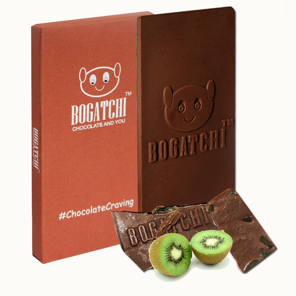 BOGATCHI Kiwi BAR, 30% Intense Dark Chocolate with Goodness Kiwi Fruit, 1 Piece, Chocolate BAR, 80g