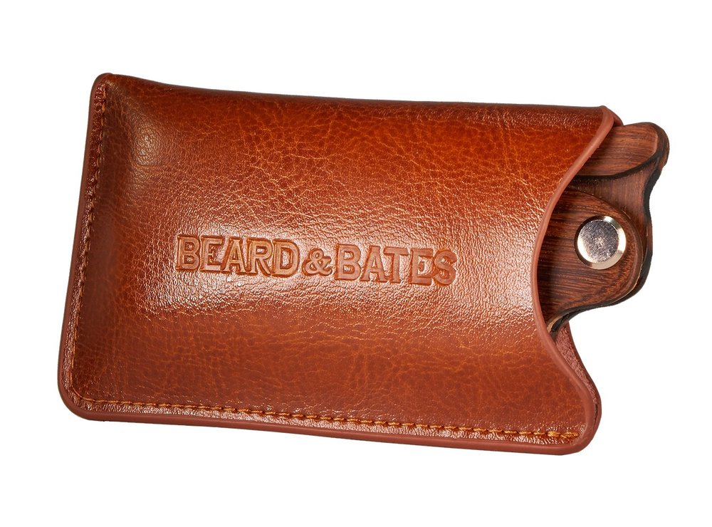 Beard & Bates | Genuine Leather Pouch - For The Sandalwood Switchblade | Protective Accessory Case for Foldable Wooden Comb