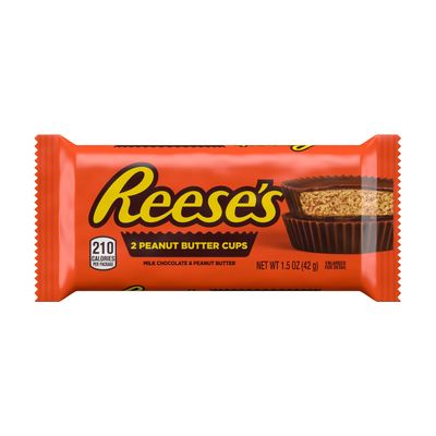 HERSHEY'S Reese's 2 Peanut Butter Cups Milk Chocolate, 1.5 Oz / 42 G