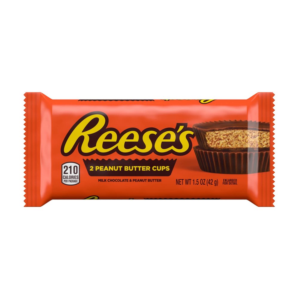 HERSHEY'S Reese's 2 Peanut Butter Cups Milk Chocolate, 1.5 Oz / 42 G
