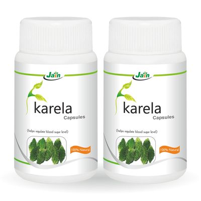 Jain Karela Capsules| for Healthy Sugar Levels,Blood Purifier | 100% Natural extracts 60 Tablets(Pack of 2)