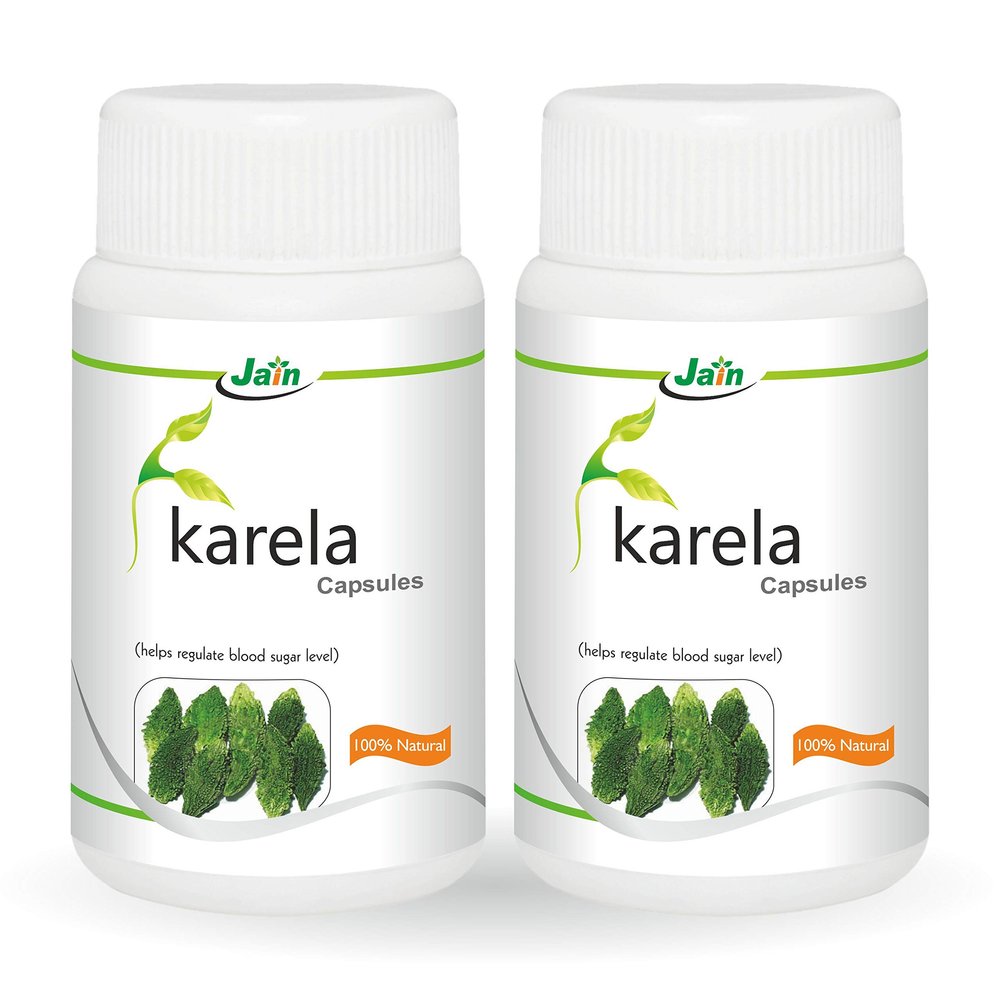 Jain Karela Capsules| for Healthy Sugar Levels,Blood Purifier | 100% Natural extracts 60 Tablets(Pack of 2)