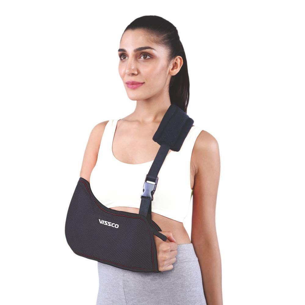Vissco Arm Sling, Support Arm/Elbow Fracture, Prevents Shoulder Dislocation - Small (Black)
