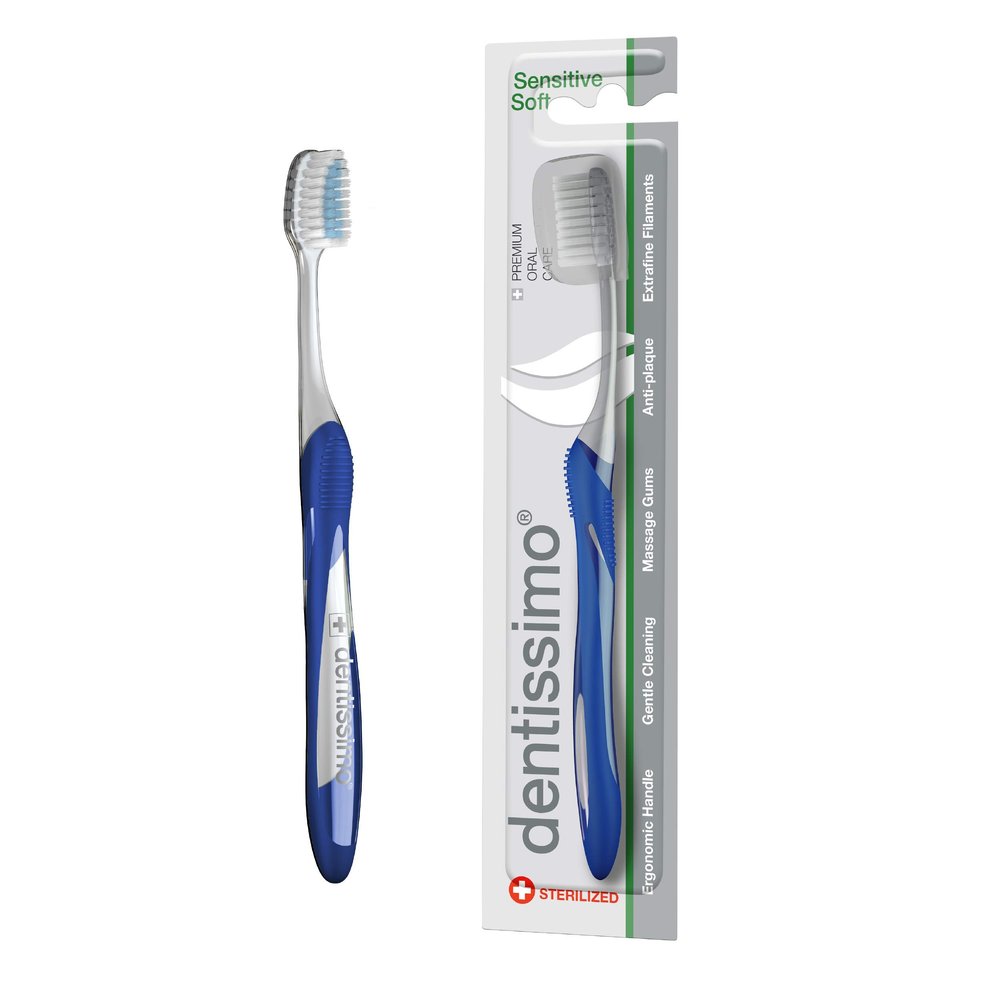 dentissimo SWISS BIODENT Premium Oral Care Sensitive Soft Toothbrush for Gentle Cleansing, Color May Vary