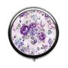 Abstract background with flowers pill box/pill case----Round pill box/case--- Three-compartment pill box/pill case view 1