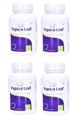 Natures Velvet Lifecare Papaya Leaf Extract(500mg), 60 Veg Capsules - Pack of 4