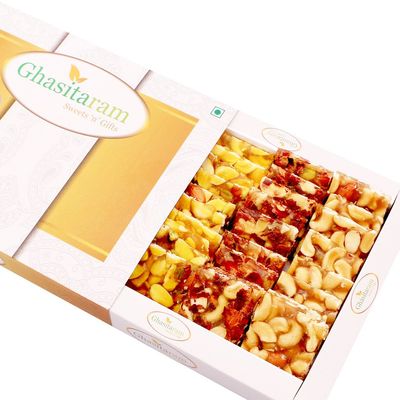 Father's Day Sweets-Ghasitaram's Assorted Chikki in White Box|Sweets|Sweets Gift Pack|Diwali Sweets|Indian Mithai|Diwali Sweets Gift Box