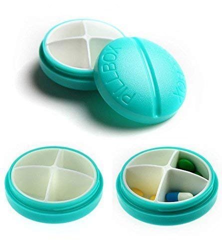 Haiker Portable Carry On Gum Pill Box 4 Compartment Travel Case Holder( Light Blue)