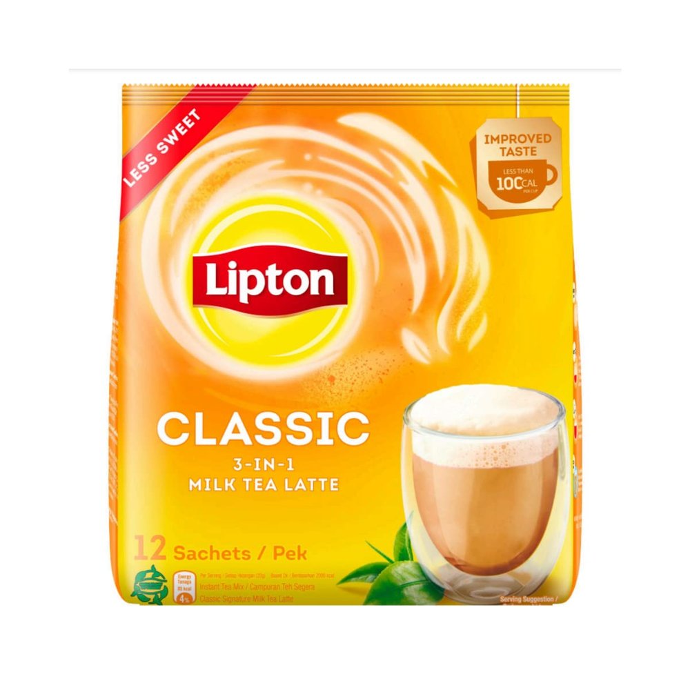 Lipton 3 in 1 Classic Signature Milk Tea Latte Instant Tea Packet ( 12 X 21g ), 252g