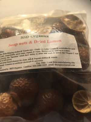 BSD Organics Natural Soap nuts (Reetha) & Lemon for Laundry cleaner & Hair wash (free Pouch) - 200 gm