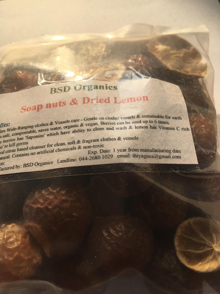 BSD Organics Natural Soap nuts (Reetha) & Lemon for Laundry cleaner & Hair wash (free Pouch) - 200 gm