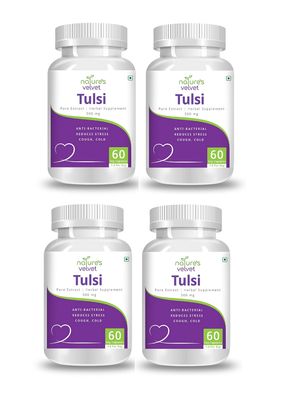 Natures Velvet Lifecare Tulsi/Tulasi/Basil Pure Extract 500 mg, 60 Veggie Capsules - Pack of 4