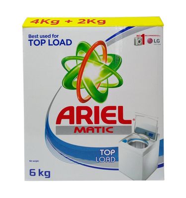 Ariel Matic Detergent Powder - Top Load, 6Kg Carton, Pack of 1