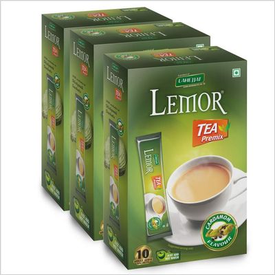 Instant Tea Premix By Lemor | Single Serving Instant Tea Premix | (Cardamom, 2 Box Of 10 Sachets Each)